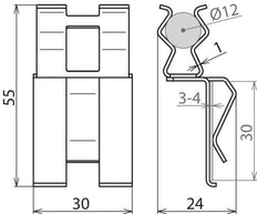 Dehn DC BK 12 FL30 STBLANK Versterkingsklem RD 12MM 10MM - 308143 [2 stuks]
