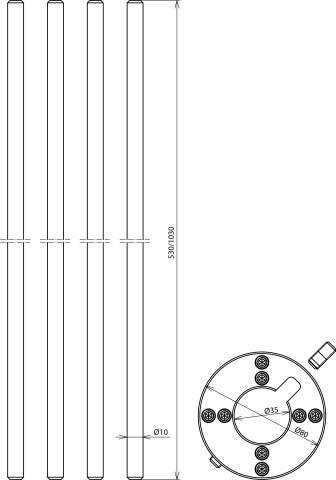 Dehn bevestigingsset voor zijdelingse luchtaansluitstangen Al D10mm L - 819183