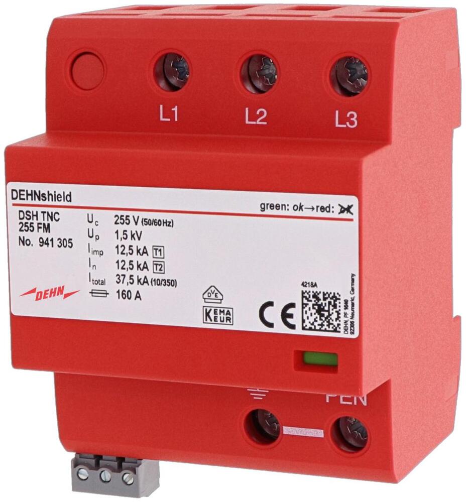 DEHN DSH TNC 255 FM Combinatiezekering type 1+2 voor driefase TN-C - 941305