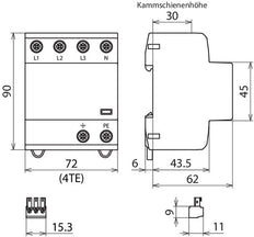 Dehn DSH TT 255 FM gecombineerde arrester type 1+2 voor 3-fase TT TN-S - 941315