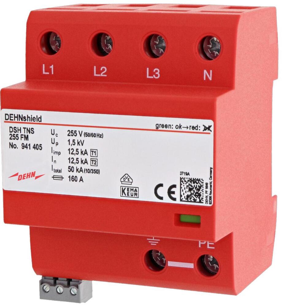 Dehn DSH TNS 255 FM Combinatiezekering type 1+2 voor driefasige TN-S - 941405