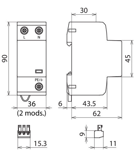 Dehn DSH B Type 1+2 Combinatiezekering voor enkelfasige TT - 941116
