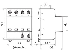 DEHN Schild TNS 255 Combinatiezekering voor driefasig TN-S - 941400