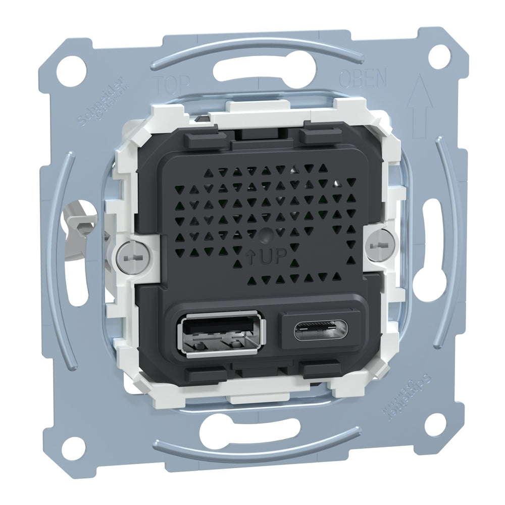 Schneider Electric Merten Dubbele USB Oplader Inzetstuk 2,4A Type A+C - MTN4366-0110