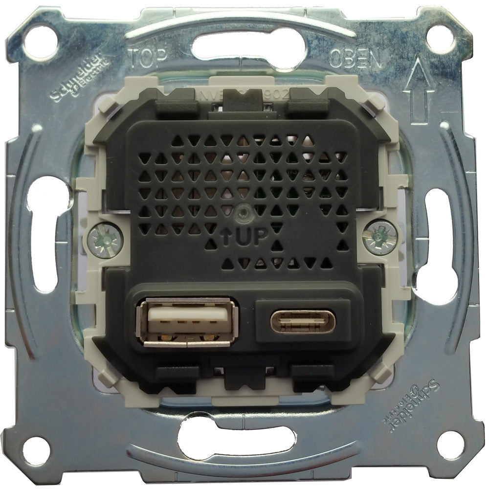 Schneider Electric Merten Dubbele USB Oplader Inzetstuk 2,4A Type A+C - MTN4366-0110