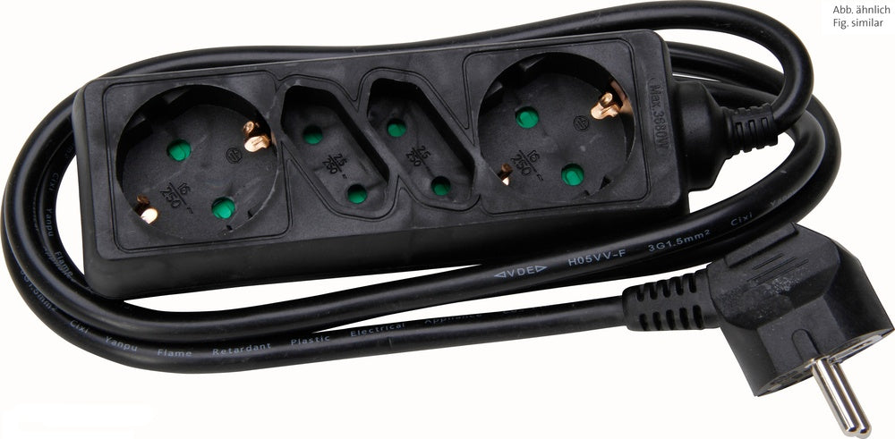 Kopp 4-Way Socket With Grounding Plug Black 1 Piece - 125905011 [20 Pieces]