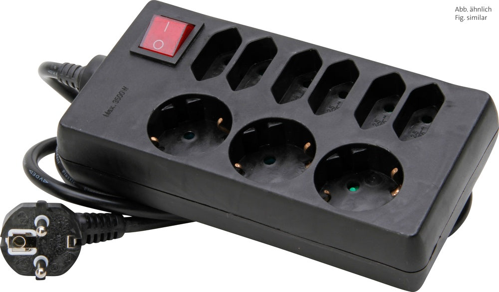 Kopp Switched Socket Outlet 9-Way Black Grounded - 129805005 [10 Pieces]