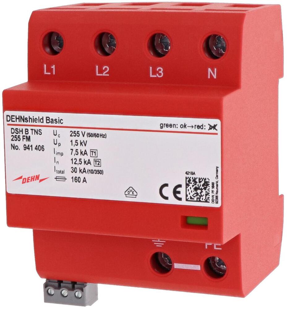 Combinatie-afscherming DEHNshield B type 1+2 voor driefasige TN - 941406