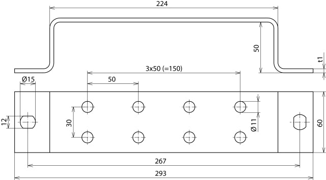 Dehn aardingsrail met 2x4 klemmen voor potentiaalvereffening - 472024
