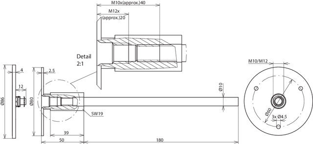DEHN vaste aardingsklem M10 M12 met aansluitas - 478011