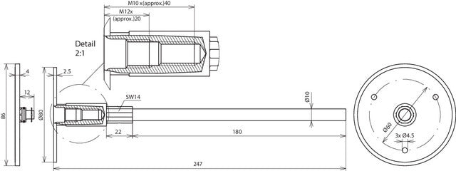 Vaste aardingsklem MM10 M12 V4A L245 met accessoires - 478041