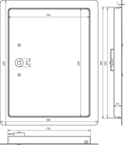 Dehn Inspectiedeur Met Vierkante Sleutel 230x180mm - 476001
