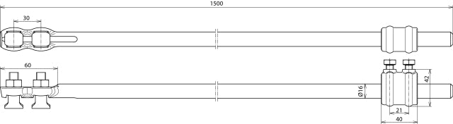 DEHN Grondinvoerstangen Set L 1500mm Met Veiligheidssluitbus - 480150