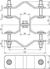 Dehn Railing Klem Voor Buizen DEHNiso Combi D48-60mm D50mm V2A - 105354