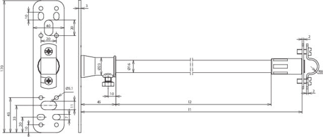 DEHN DIDH 16 530 BP V2A GFK Afstandhouder met bevestigingsplaat - 106115