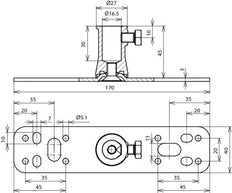 Dehn Bevestigingsplaat StSt Met Mof Zdc D 16mm Voor Dehniso - 106127