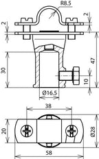 Roestvrijstalen hengelhouder met bevestigingsbus - 106129