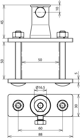 Dehn Railing klem voor Dehniso Combi met 16mm bus - 106312