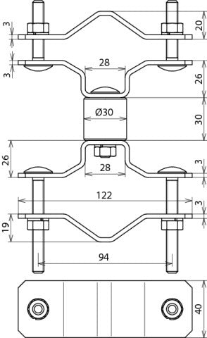 Dehn BSC D40 D45.65 V2A bevestigingsklem voor buizen met afstandhouder - 105161