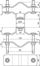 Dehn BSC D40 D45.65 V2A bevestigingsklem voor buizen met afstandhouder - 105161