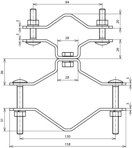 Dehn Railingklem D 70-90mm voor Buizen D-50mm DEHNiso Combi - 105355