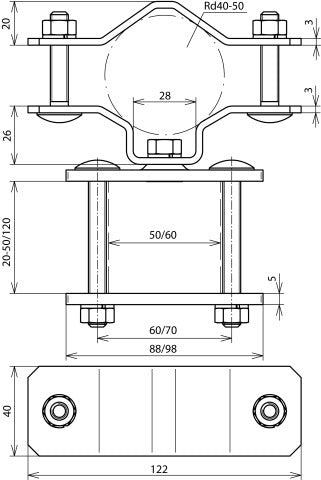 Dehn BS D40.50 4K60.120 V2A bevestigingsklem voor constructies - 105376