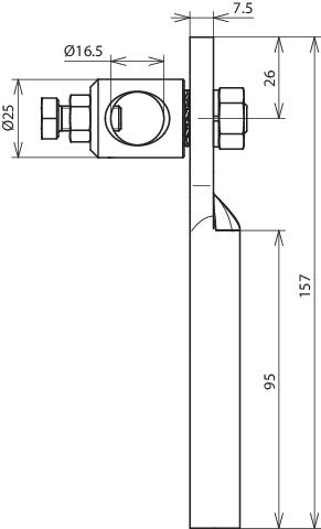 Dehn-adapter voor verticale positionering van stangen D 16mm St/Tzn - 106008