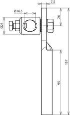 Dehn-adapter voor verticale positionering van stangen D 16mm St/Tzn - 106008