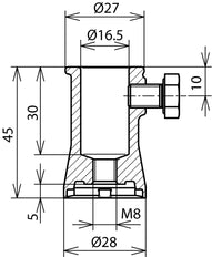 Dehn Bevestigingsbus Met Borgschroefgat 16.2mm ZDC - 106126