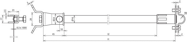 DEHN Iso Afstandhouder 16mm 530mm met spanbandbevestiging - 106245
