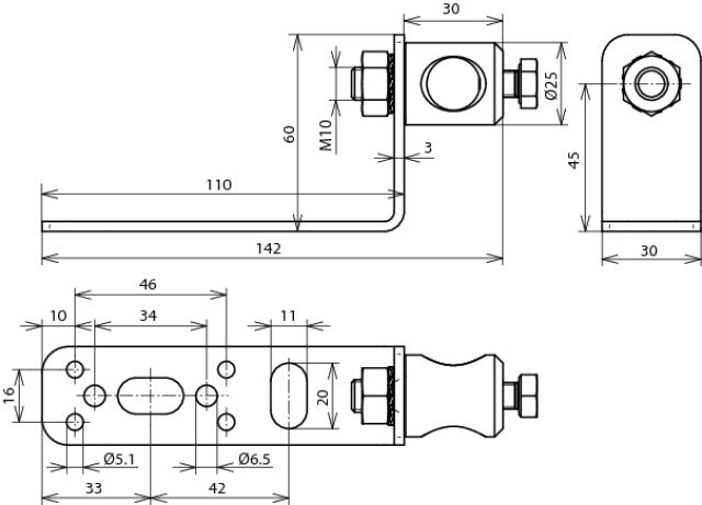 Dehn Montagebeugel 90 Graden StSt Met Klembout Al D 16mm - 106311