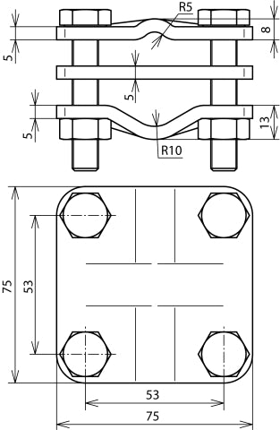 Dehn aardstaafverbinder voor 20-30mm Rd 8-12,5mm Fl-40mm kabels - 610010