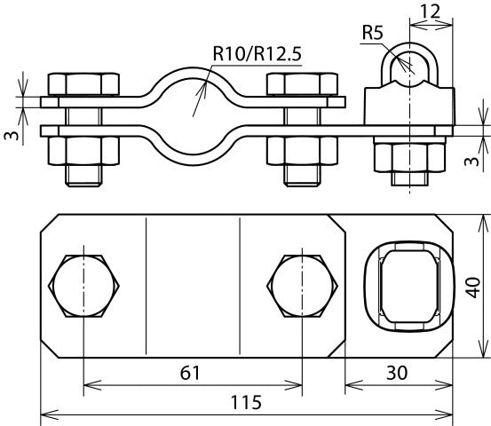 Dehn St/tZn 20mm Aardingsstaven Verbindingsbeugelset - 620011