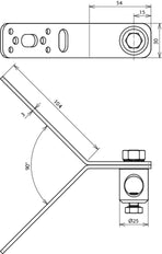 Dehn StSt Y-vormige 90 graden montagebeugel met klembout - 106316