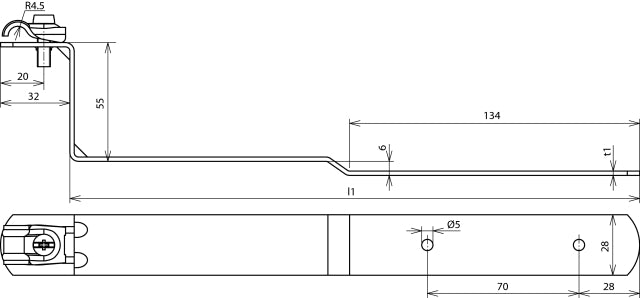 Dehn snel dak geleiderhouder RD 6-10mm beugel L 260mm St - 202010