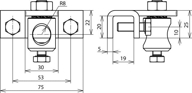 Dehn Klem Voor Profielen 3-18mm Met Klembout Al - 106319
