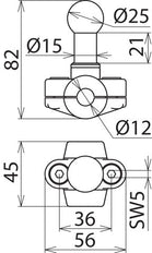 Vaste kogelklem D 25mm Type A Voor ronde geleiders 12mm - 725012