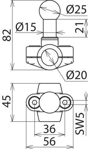 Dehn Vaste Kogel Punt D 25MM Klem Type A Ronde Geleider - 725020