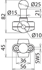 Dehn Fixed Ball Point D25mm - Clamp Type A For Round Conductors 10mm - 725010