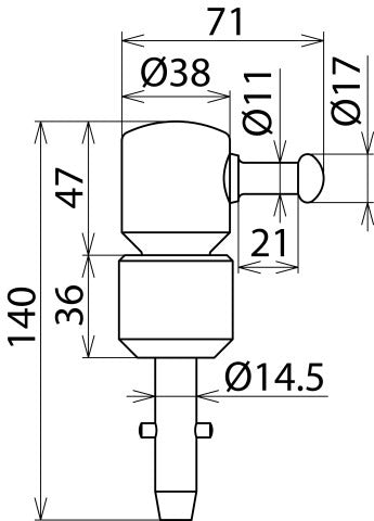 Dehn SSK SQ schakelstokkop met T-pen - 765009