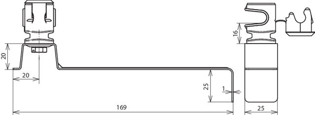 Dehn Dakdoorvoerhouder Stst/Plastic Grijs H 16mm Voor Rd 8mm - 204359