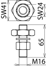 Boutverbinding met schroefdraad M16x65mm en moer - 750500
