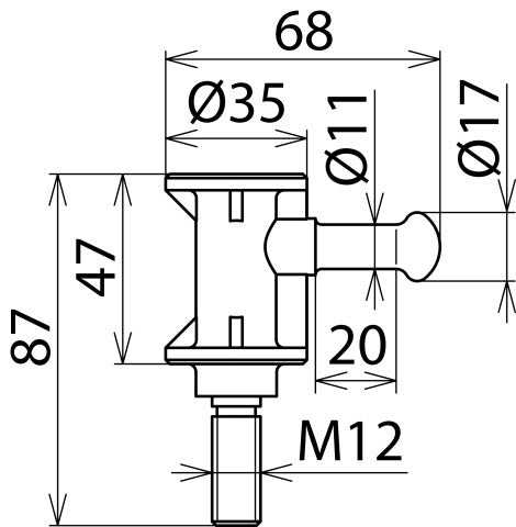 Dehn Schakelstokkop met M12-draad - 765005