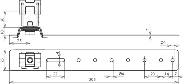 Dehn Dakgeleiderhouder DEHNgrip Al StSt H20 L205 Rd8mm - 206170 [2 stuks]