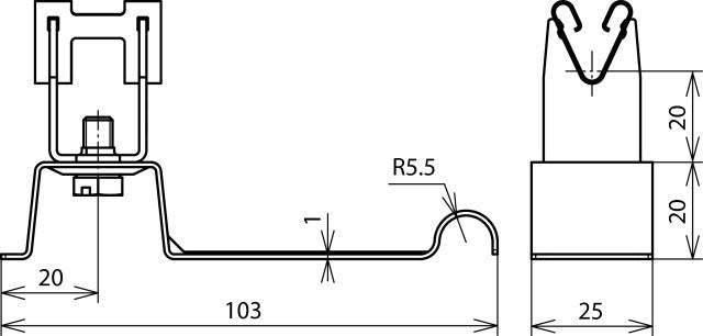 Dehn dakgeleiderhouder H20 L103 Rd 8mm met beugel - 206349