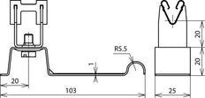 Dehn dakgeleiderhouder H20 L103 Rd 8mm met beugel - 206349