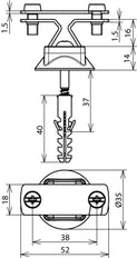 Dehn Conductor Holder StSt For Fl 30mm/Rd6-10mm With Wood Screw - 274230