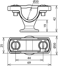 Dehn Cond Houder PA Grijs Voor HVI CUI Cond D 20mm Flens M8 - 275220 [2 stuks]