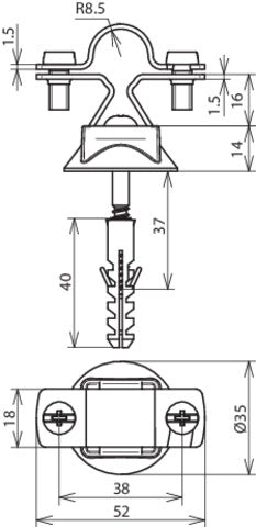 DEHN Roestvrijstalen Hengelhouder Met Houtschroef En Kunststof Drevel - 274260