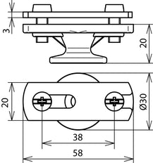 Dehn Geleiderhouder Met Flens ZDC Voor 30mm St/TZn M8 - 275030 [2 stuks]